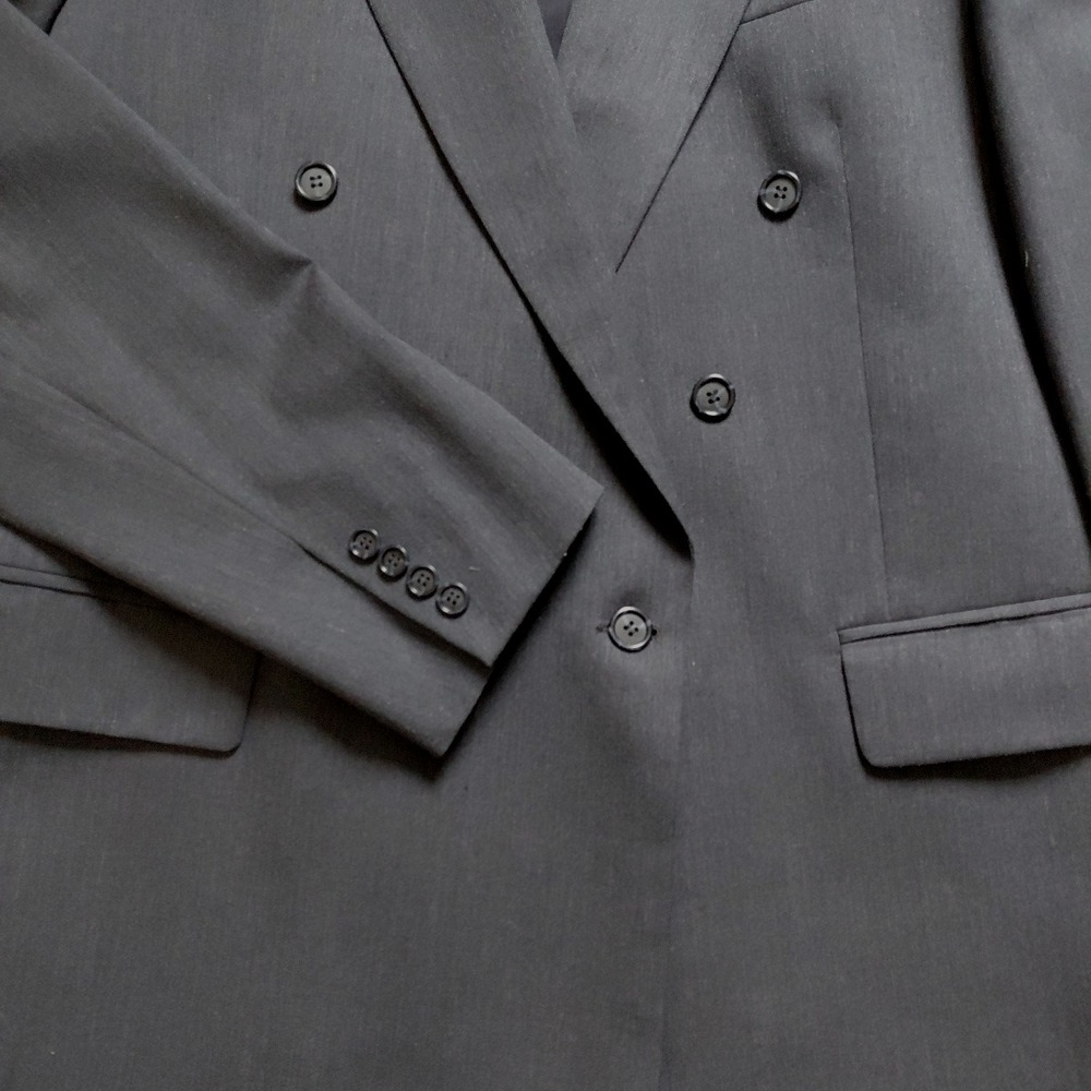 A. Sheilds Blazer Jacket Mens 44L Blue Wool Double Breasted Peak Lapel Classic - Picture 3 of 12